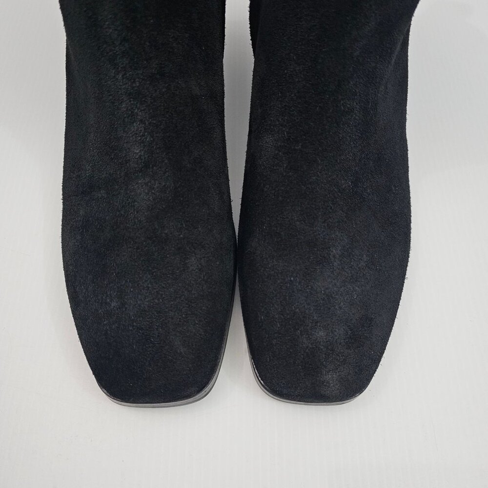 Tory Burch Everly Ankle Boot Womens 7.5 Black Suede Gold Logo Luxury Designer - Picture 6 of 16